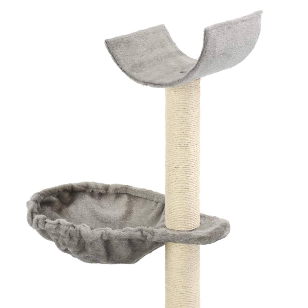 Helloshop26 - Arbre à chat griffoir grattoir niche jouet animaux peluché en sisal 105 cm gris - Imagen 3