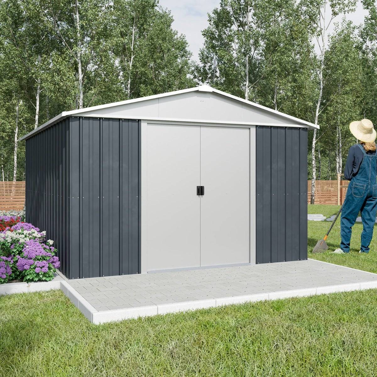 Yardmaster - Abri de jardin métal anthracite Yardmaster 11,03 m² + kit d'ancrage - Image 8