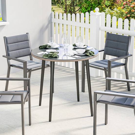 PANGIVO - Table de jardin acier et verre trempé gris 80 x 80 x 74 cm - PANGIVO - Image 4
