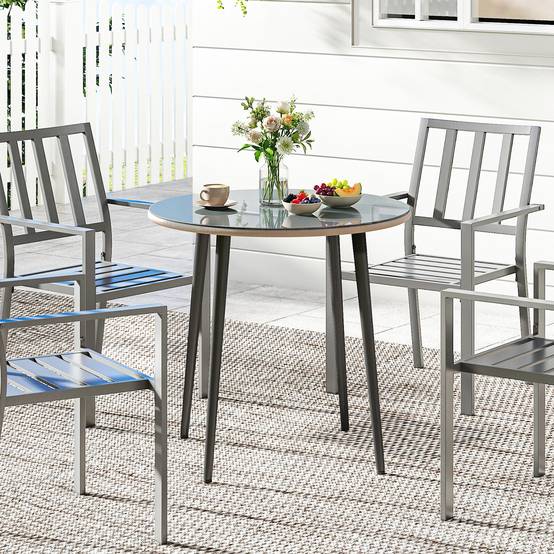 PANGIVO - Table de jardin acier et verre trempé gris 80 x 80 x 74 cm - PANGIVO - Image 10