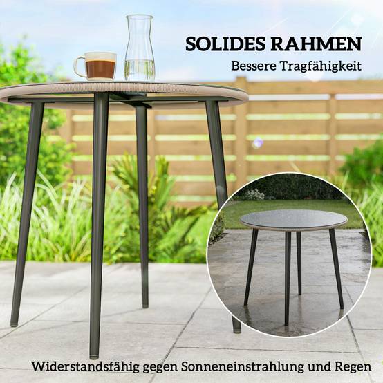 PANGIVO - Table de jardin acier et verre trempé gris 80 x 80 x 74 cm - PANGIVO - Image 7