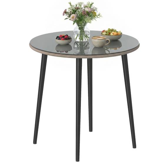 PANGIVO - Table de jardin acier et verre trempé gris 80 x 80 x 74 cm - PANGIVO - Image 1