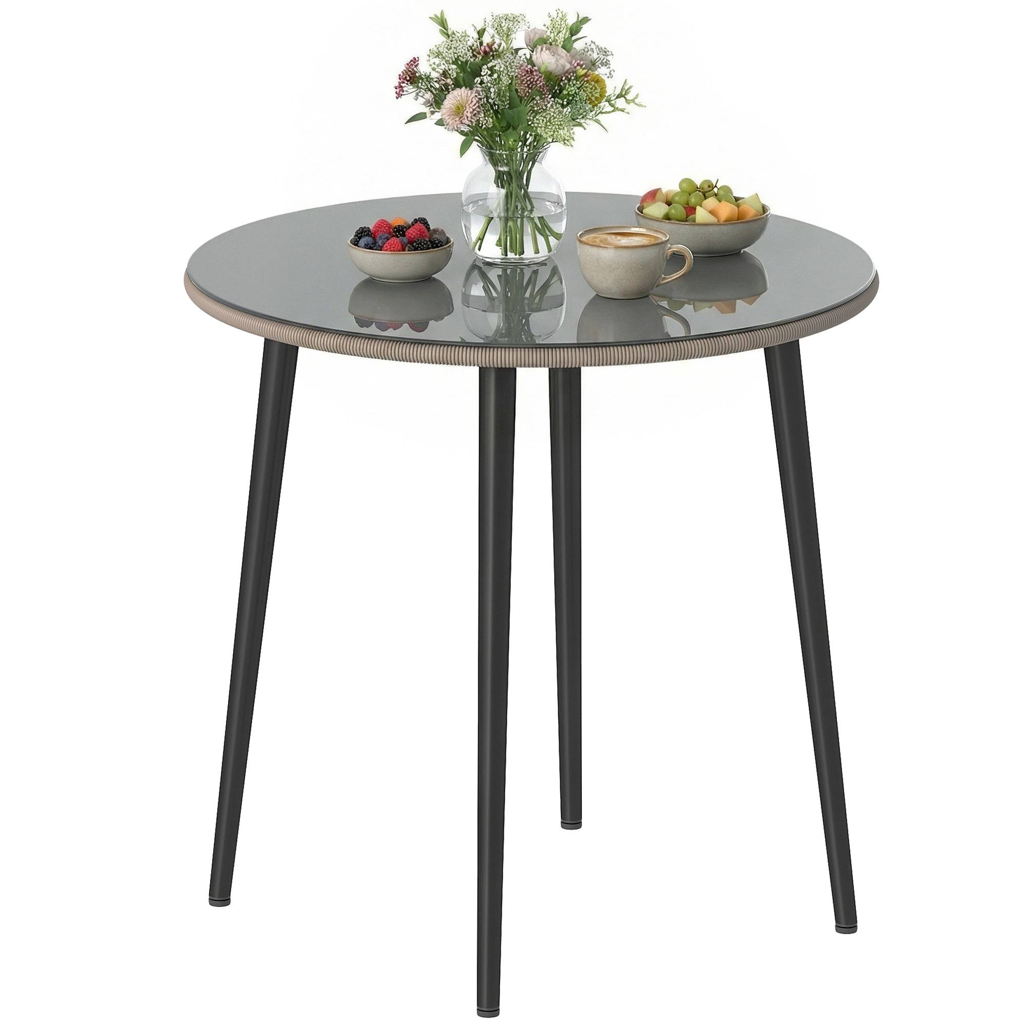 PANGIVO - Table de jardin acier et verre trempé gris 80 x 80 x 74 cm - PANGIVO - Image 1