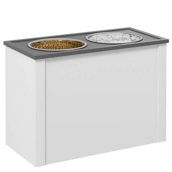 Station de gamelles MDF blanc et gris 60 x 30 x 42 cm - PANGIVO - Image 2