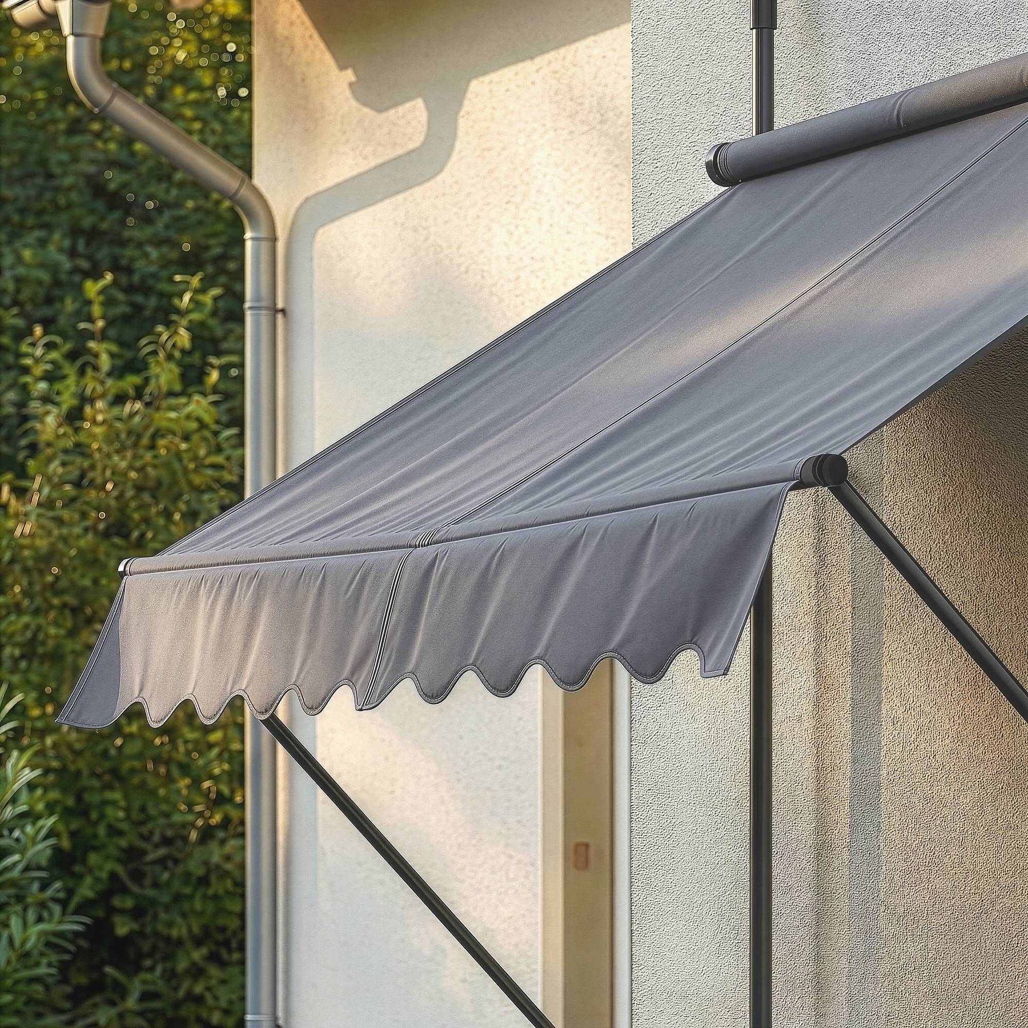 Pro.Tec - Store Banne Téléscopique Acier Polyester 150 x 120 x 220-309 cm Gris Ardoise [pro.tec] - Imagen 5