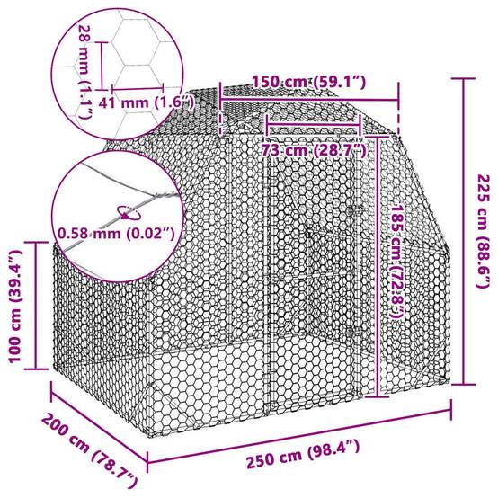 Vidaxl - Poulailler 2,5x2x2,25 m acier galvanisé vidaXL 4104029 - Image 3