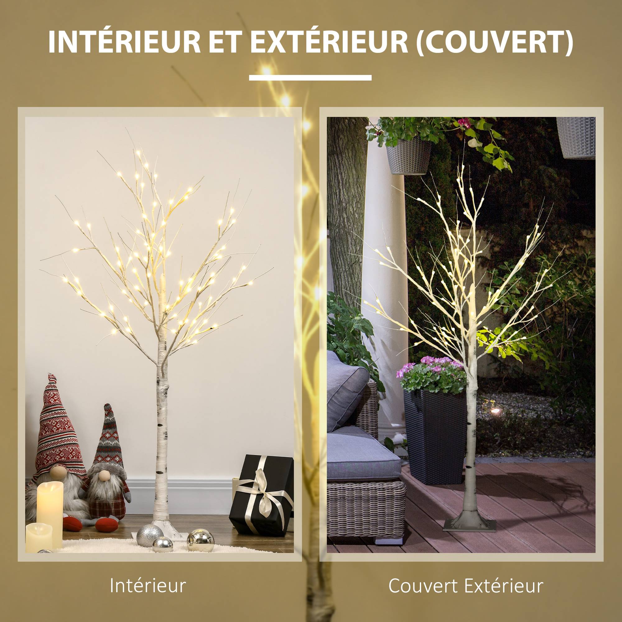 Arbre lumineux LED, blanc chaud, 72 LEDs, intérieur, 120cm - Image 9