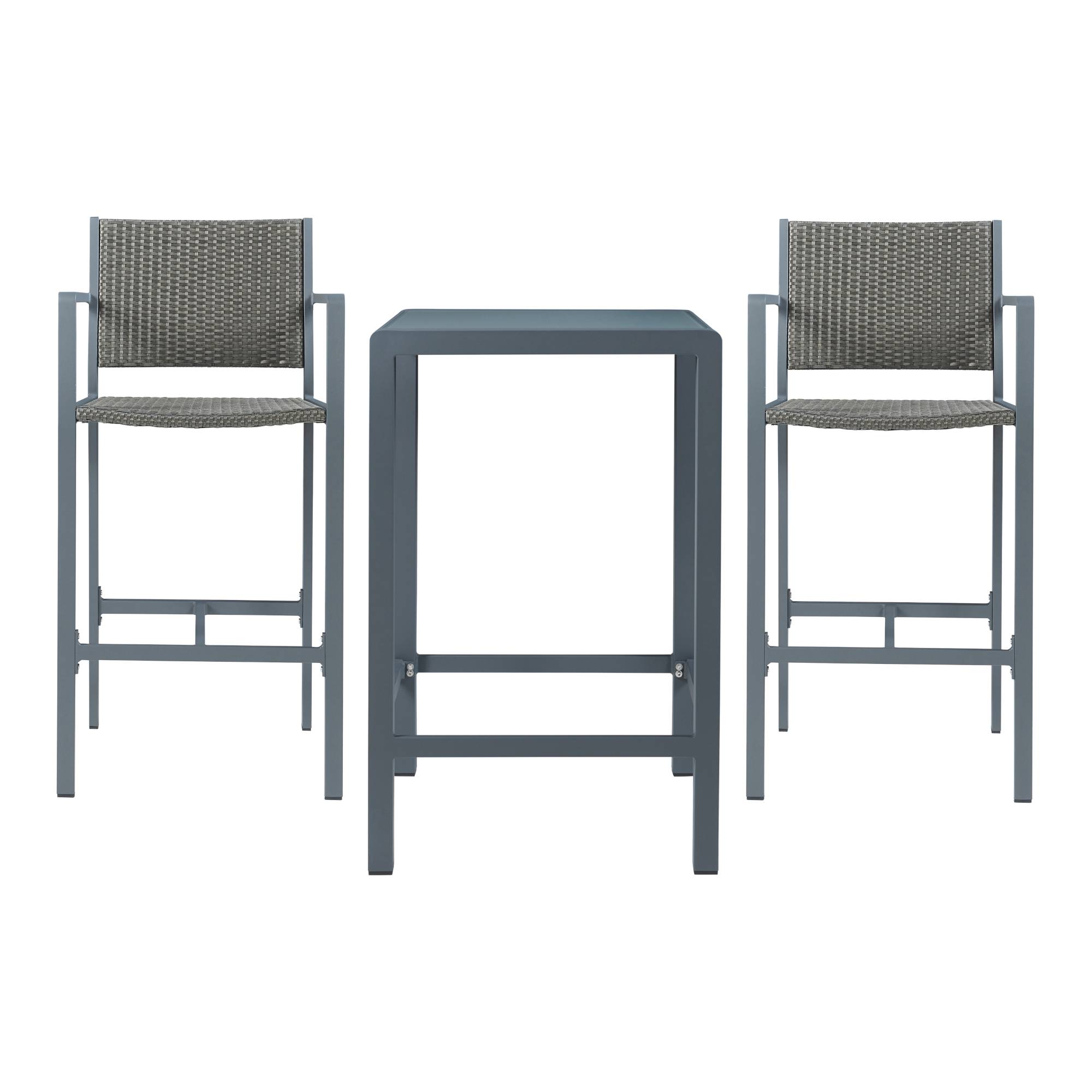 Casa.Pro - Set de table et 2 tabourets de bar Avise anthracite gris foncé casa.pro - Imagen 1
