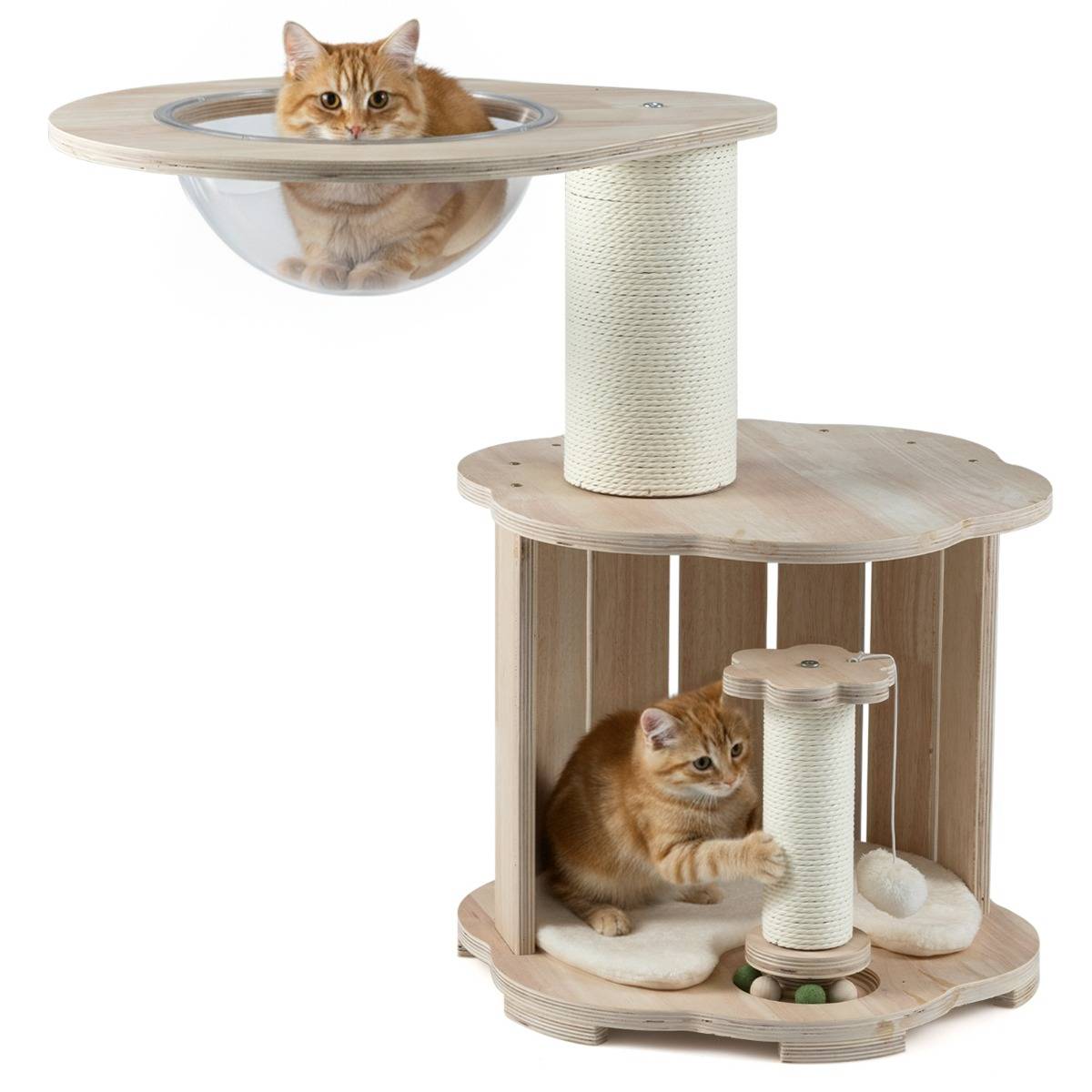 Maison Chic - Arbre à Chat en Bois Tour pour Chaton à 3 Niveaux avec Condo Capsule Spatiale Poteaux à Griffer - Image 1