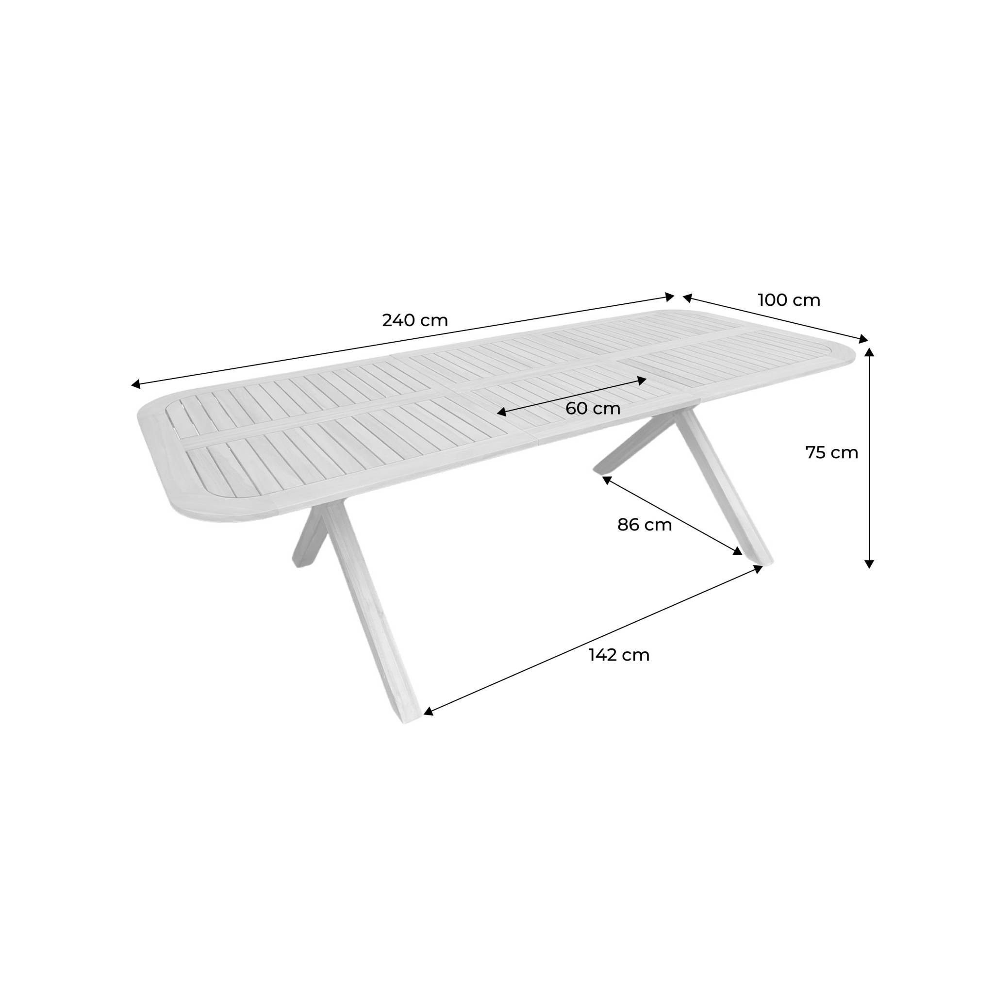 Table de jardin extensible bois d'acacia 6-8 places 180/240cm naturel - Tanzo | sweeek - Image 4