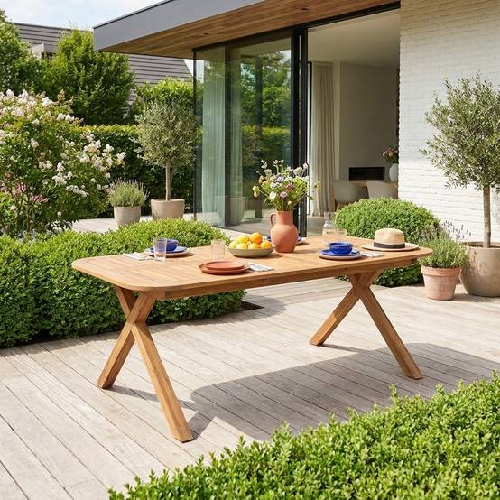 Table de jardin extensible bois d'acacia 6-8 places 180/240cm naturel - Tanzo | sweeek - Image 1