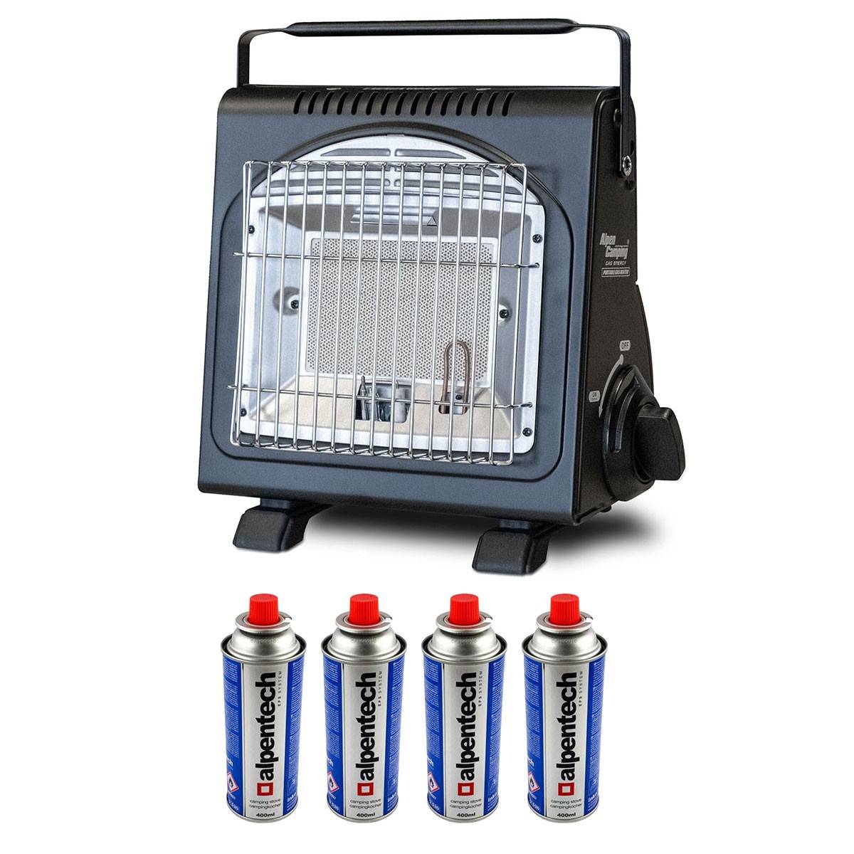 Chauffage à gaz portable 1700W + 4 Cartouches gaz Sécurité Thermocouple ALPEN Pêche Camping Ateliers - Imagen 1