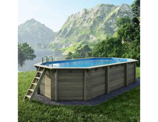 Altanka - Piscine hors sol en bois NEMO 7.3 x 3.97 - H.1.45 m, bleu pâle, fixations à visser - BAS7305OSPL - ALTANKA - Image 2