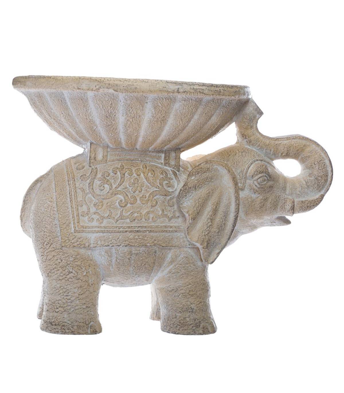 Objet décoratif Éléphant en Magnésie effet Blanchi H 30 cm - Image 3