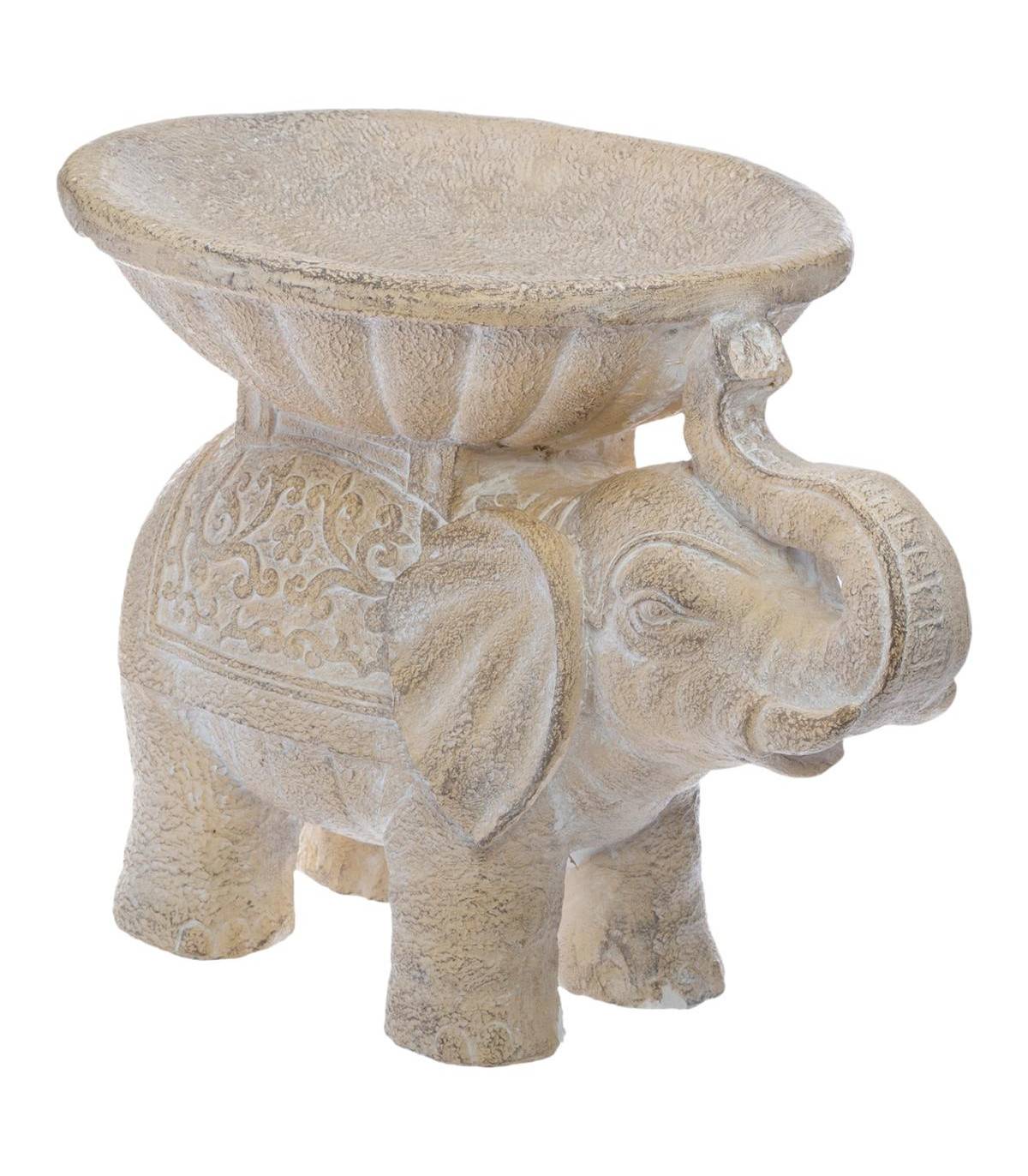Objet décoratif Éléphant en Magnésie effet Blanchi H 30 cm - Image 1