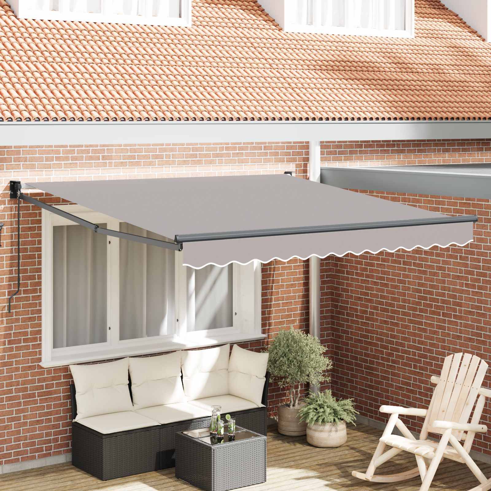 ComfortXL - Store banne rétractable aluminium protection solaire jardin 300x250cm gris clair - ComfortXL Outdoor Living - Image 1