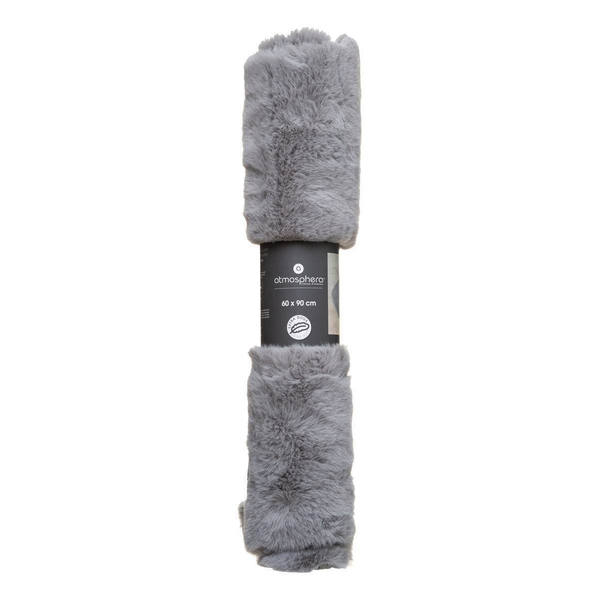 Atmosphera - Tapis effet fourrure gris 60x90cm - Atmosphera Créateur d'intérieur - Imagen 4