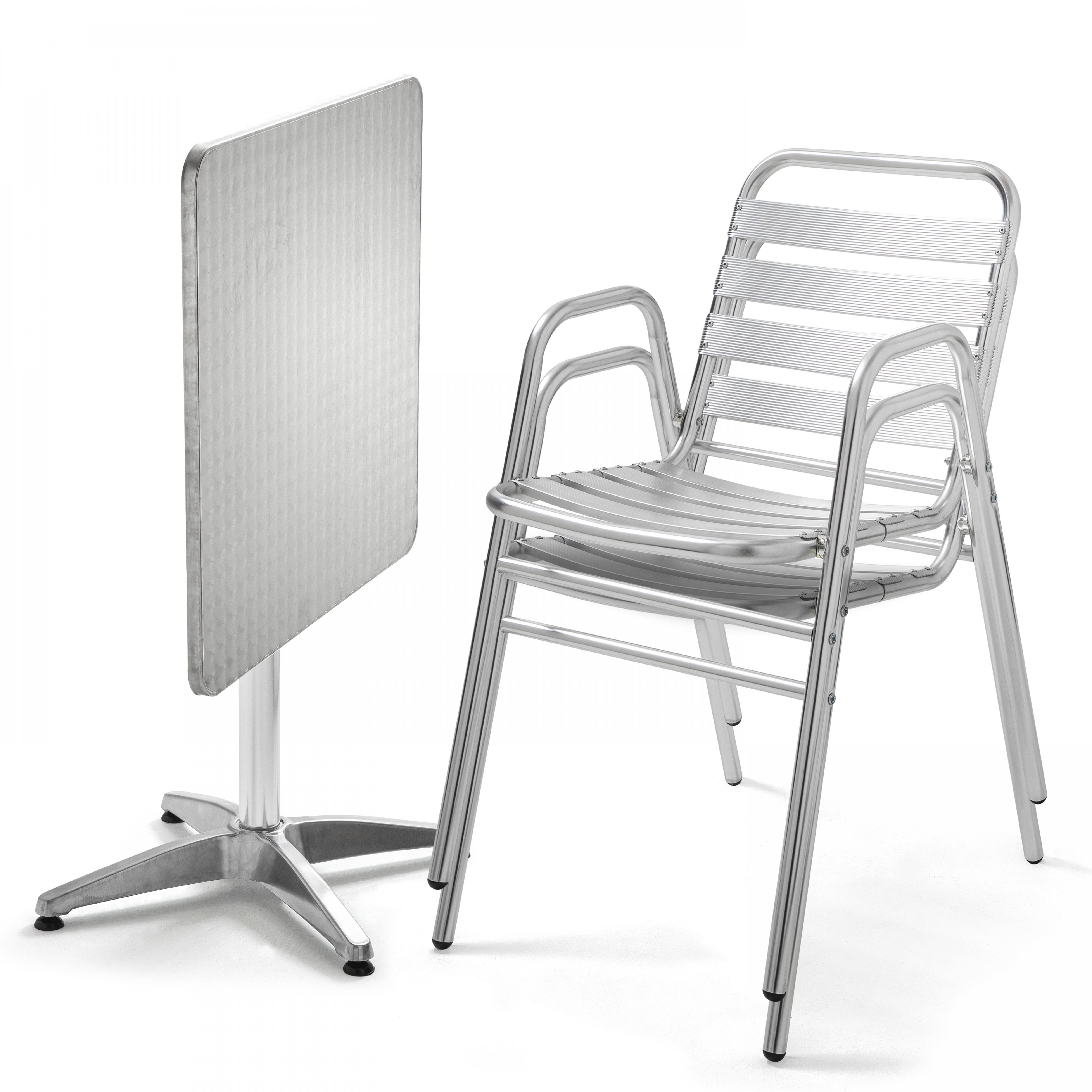 Oviala - Ensemble table de jardin bistrot inclinable 2 places aluminium gris Cambridge - Oviala - Imagen 1