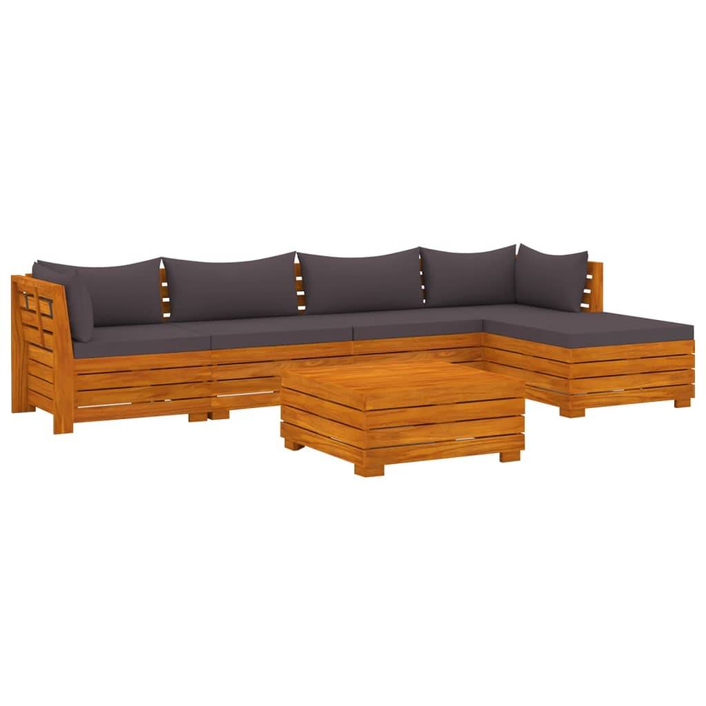 Helloshop26 - Salon de jardin meuble d'extérieur ensemble de mobilier 6 pièces avec coussins bois d'acacia solide - Imagen 1