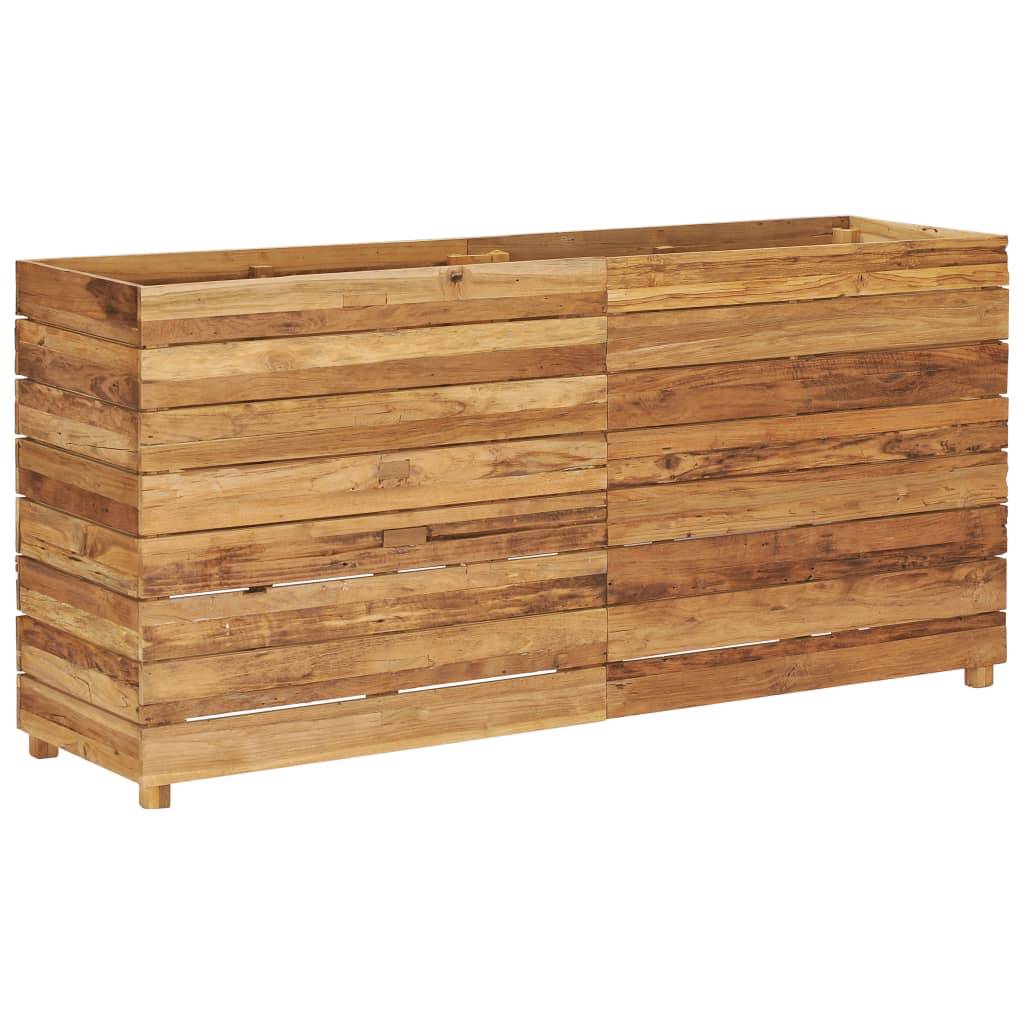 Helloshop26 - Jardinière lit surélevé plantes fleurs jardin 150 x 40 x 72 cm bois de teck recyclé et acier - Imagen 1