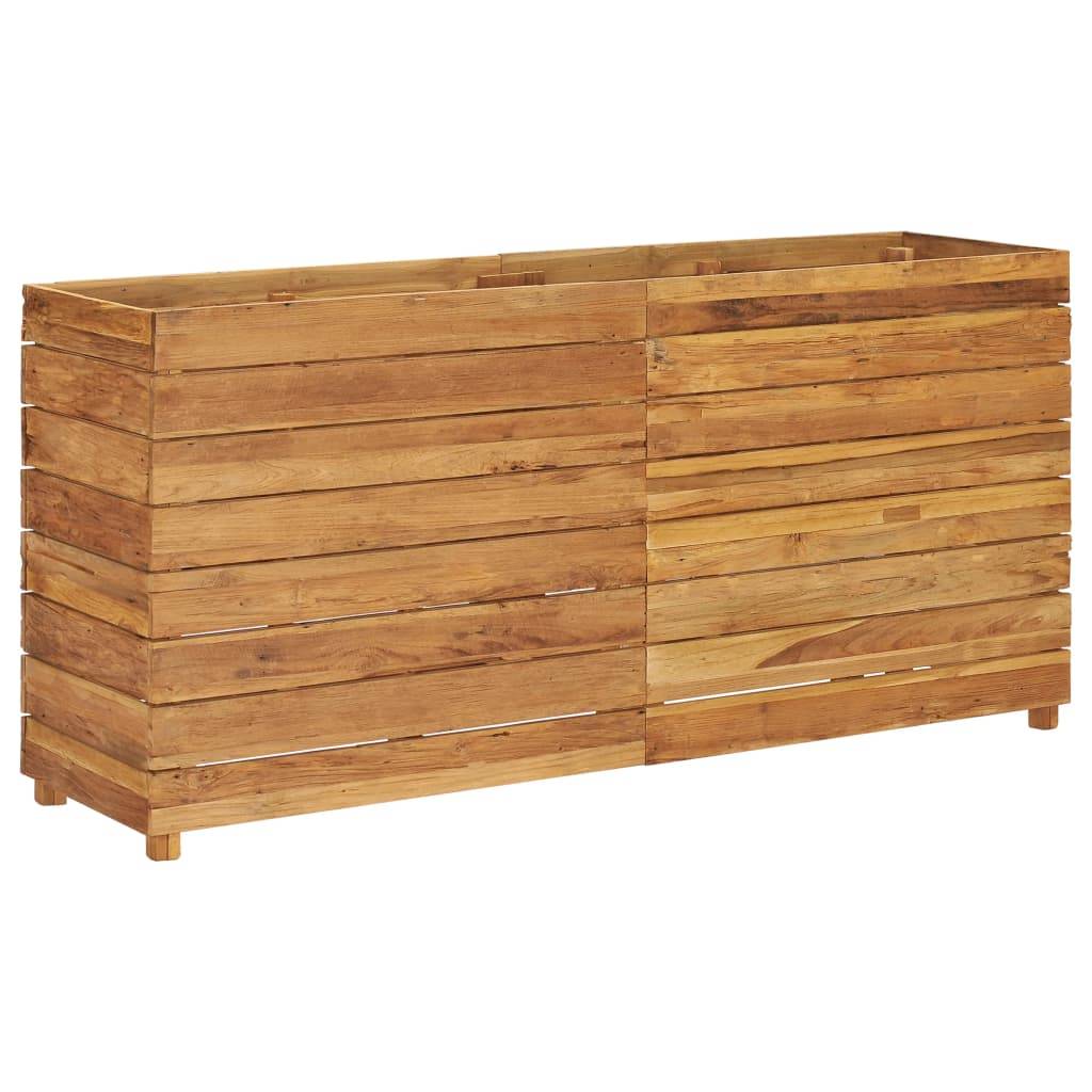 Helloshop26 - Jardinière lit surélevé plantes fleurs jardin 150 x 40 x 72 cm bois de teck recyclé et acier - Imagen 8