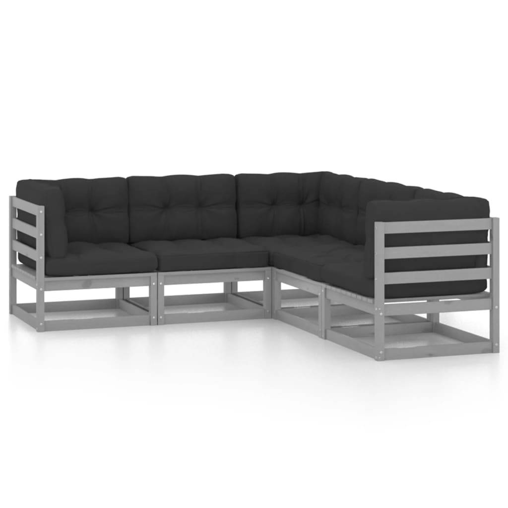 Helloshop26 - Salon de jardin meuble d'extérieur ensemble de mobilier 5 pièces avec coussins bois de pin massif - Imagen 1