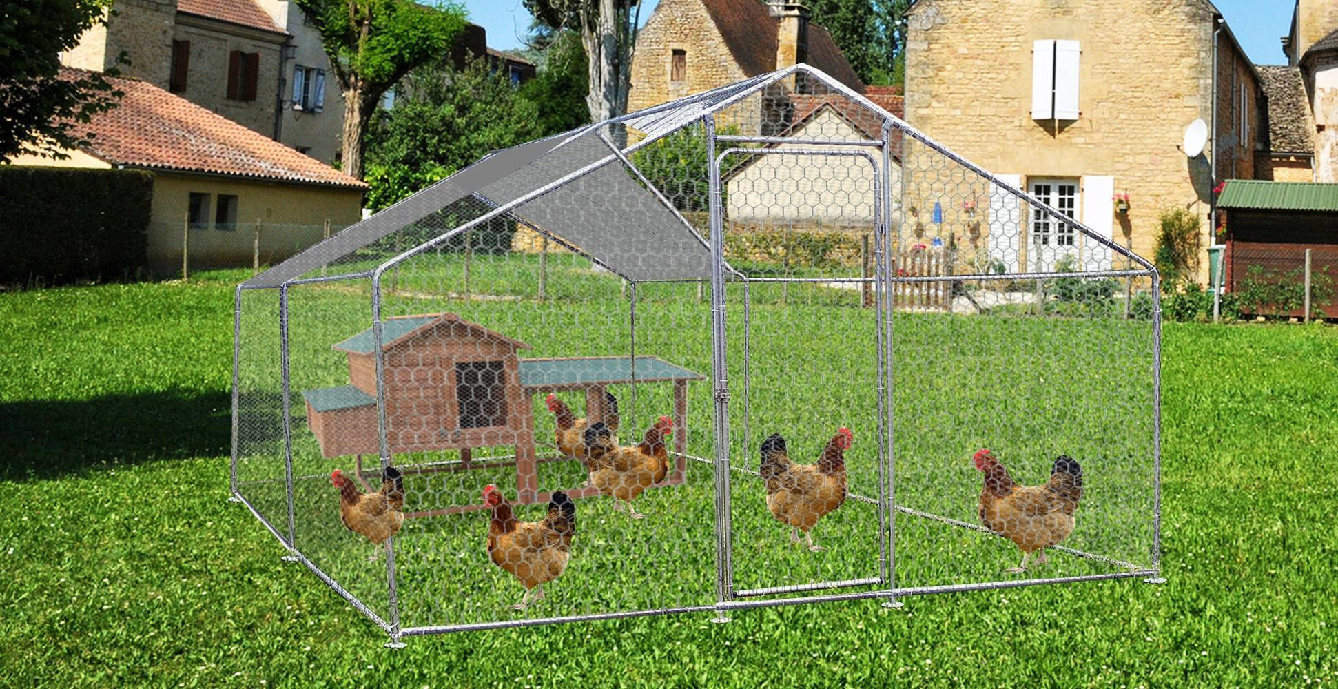 Habrita - Enclos parc grillagé pour animaux 12 m2 - 7-9 poules - avec bâche de toit Habrita - Imagen 3