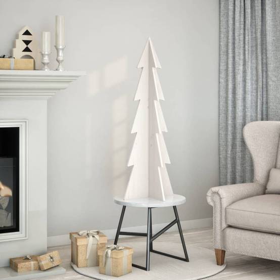 Grand Sapin de Noël Bois Blanc Design Scandinave Intérieur 112 cm – ComfortXL Outdoor Living - Image 1