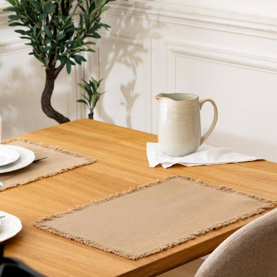 Set de table à franges - SECRET DE GOURMET - Coton - Beige - Image 3