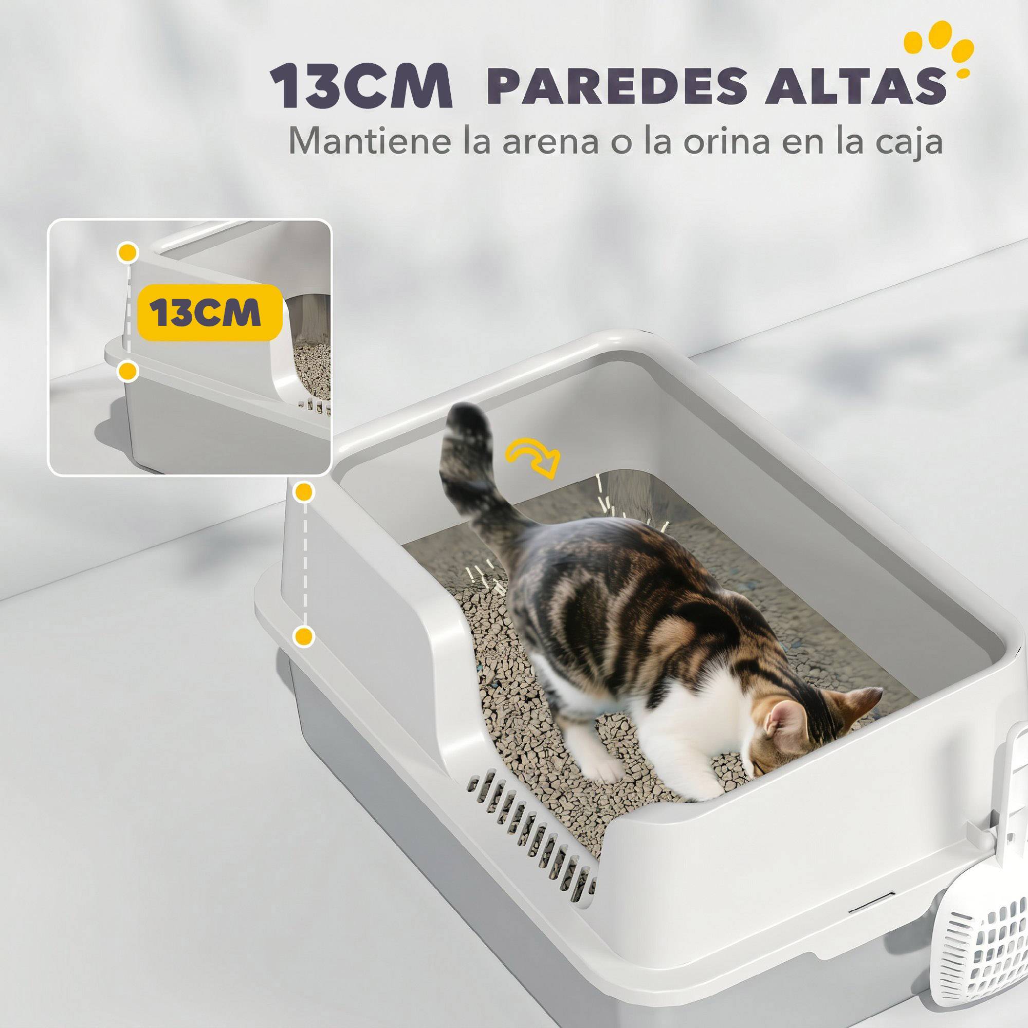 Litière chat acier inoxydable XL bac grands bords hauts pelle gris clair - Image 6