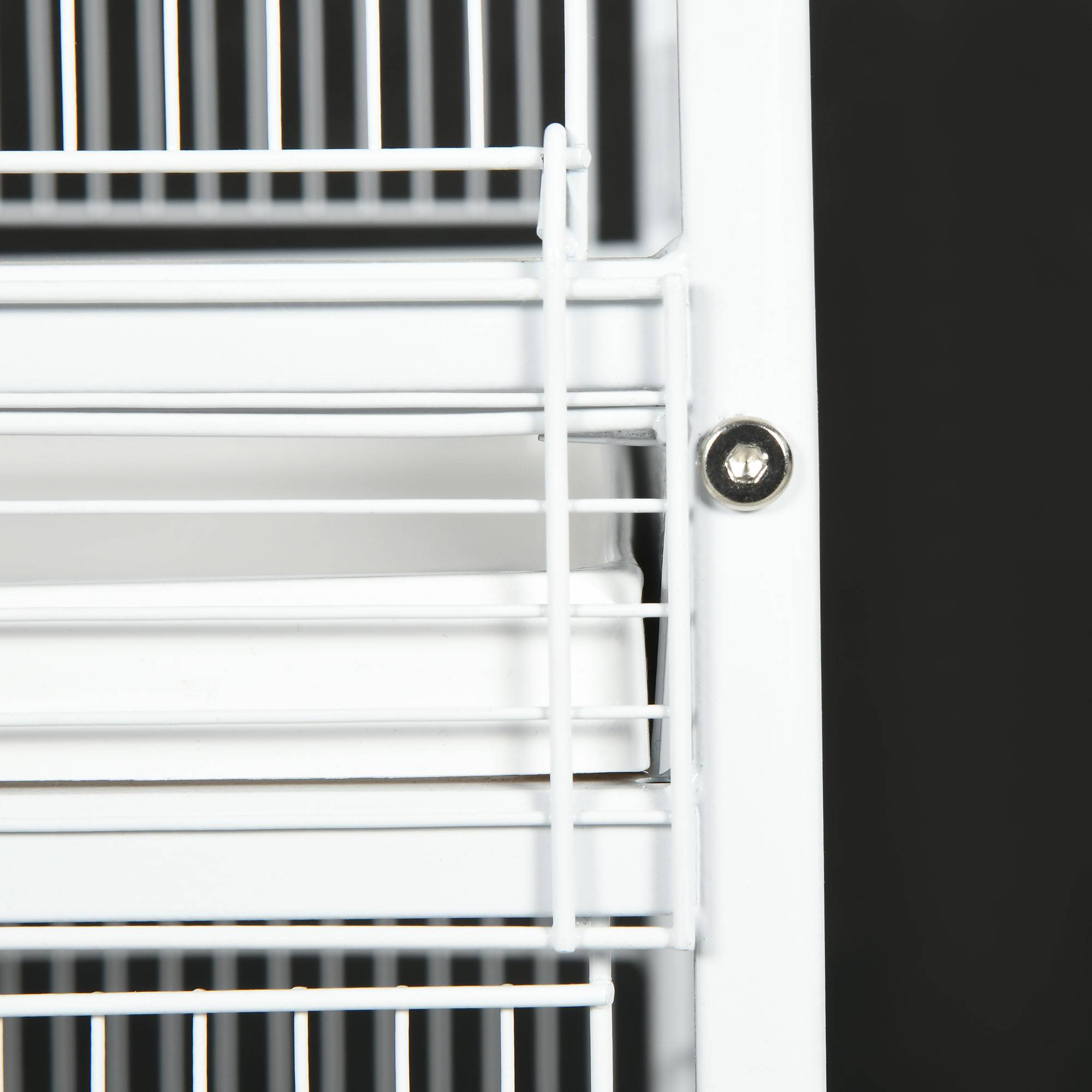 Pawhut - Volière cage à oiseaux sur roulettes design maison mangeoires perchoirs 10 portes plateaux excréments amovibles acier blanc - Imagen 8