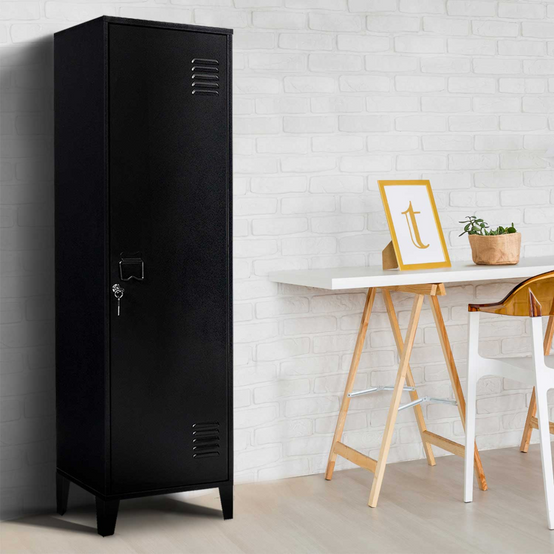 Armoire vestiaire ESTER 1 porte métal noir design industriel - Image 1