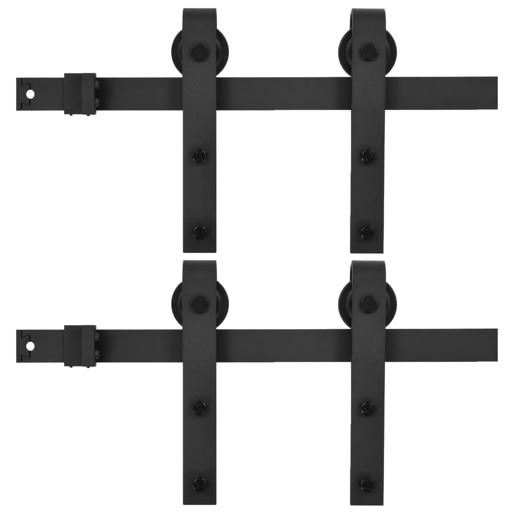 Vidaxl - Kits de fixation pour porte coulissante 2 pcs 183 cm Acier Noir - vidaXL - Imagen 1