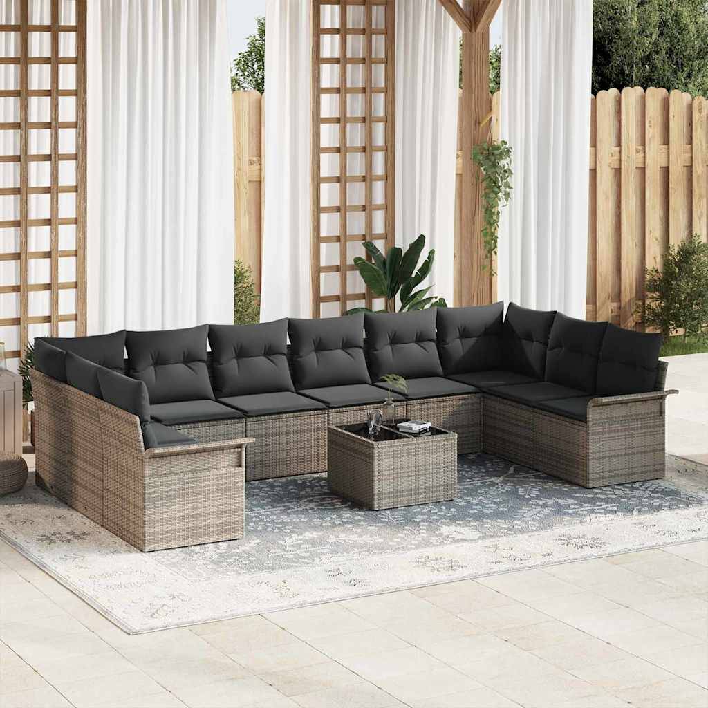 Salon de jardin 11pcs Polyrotin Modulable Confortable Gris – ComfortXL Outdoor Living