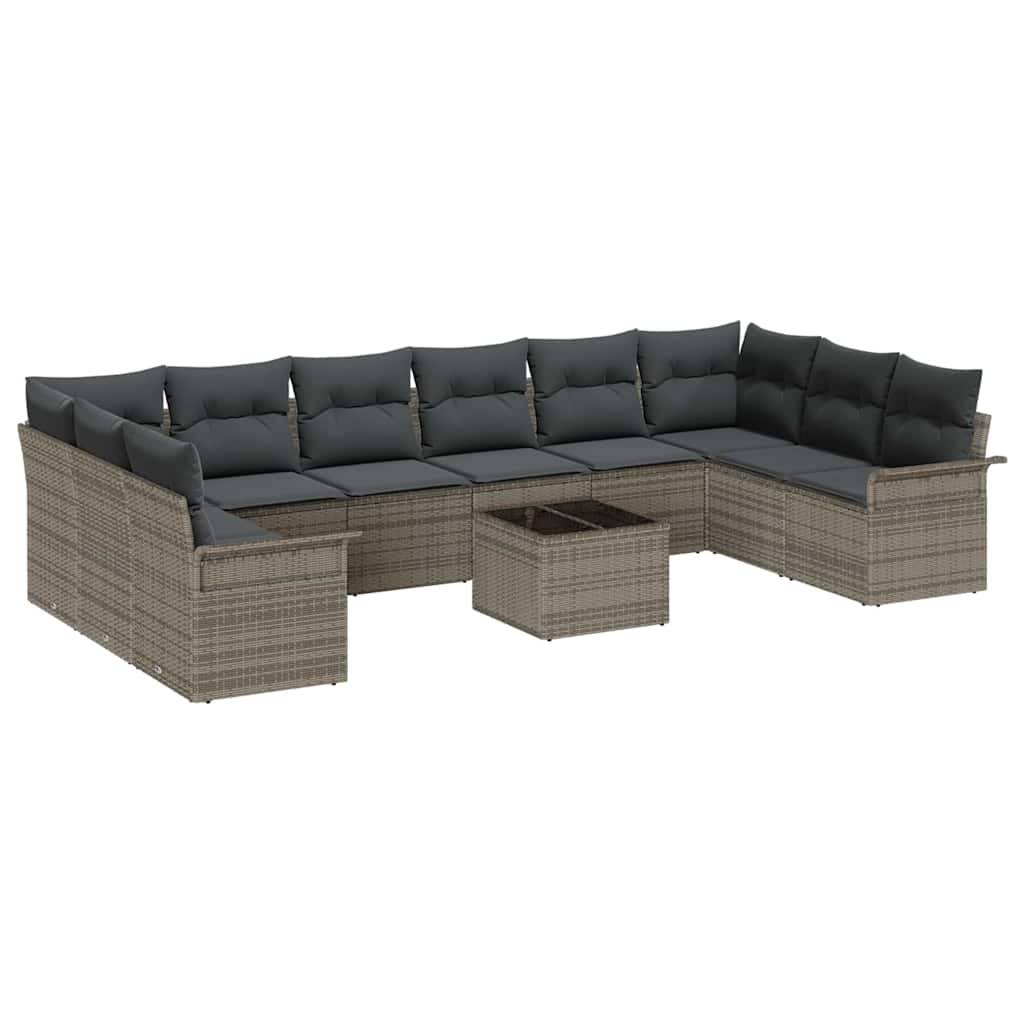 Salon de jardin 11pcs Polyrotin Modulable Confortable Gris – ComfortXL Outdoor Living - Image 2