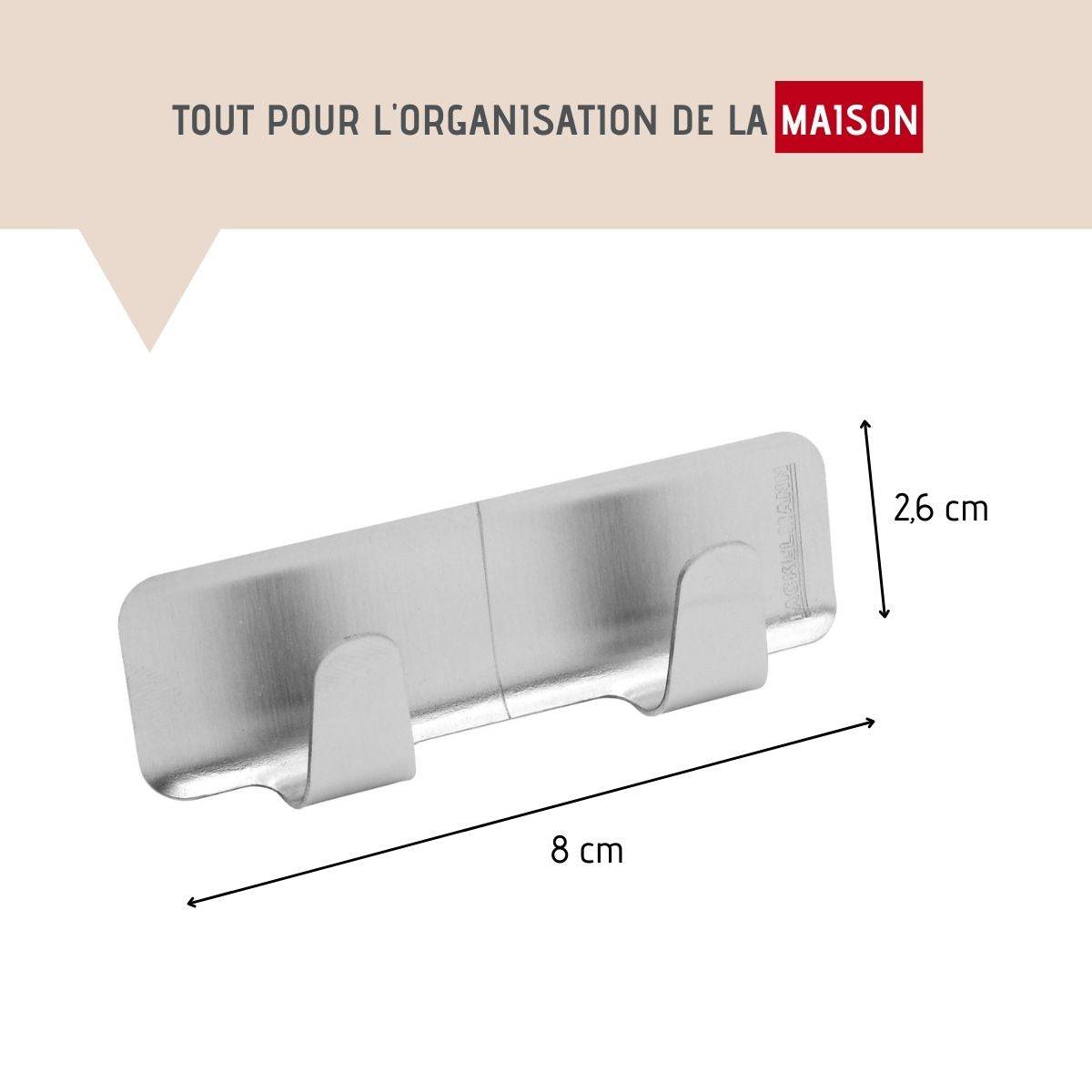 Lot de 2 crochets muraux adhésifs avec 2 crochets Fackelmann Tecno - Image 3