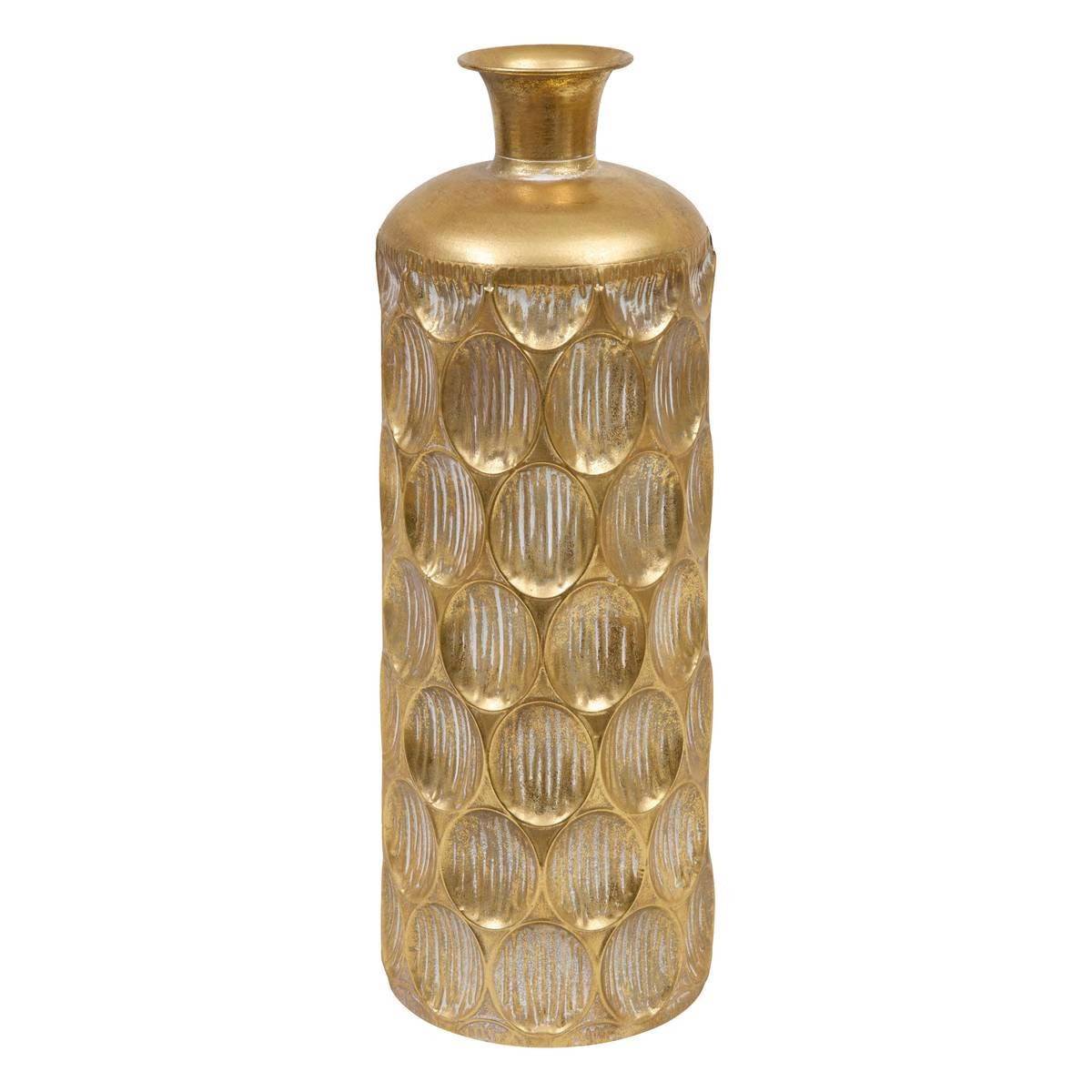 Vase Strié en Métal "Belli" 60cm Doré - Image 1