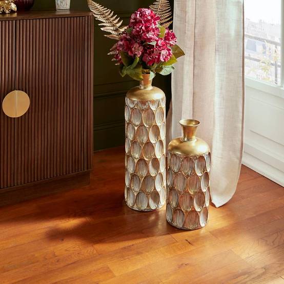Vase Strié en Métal "Belli" 60cm Doré - Image 3