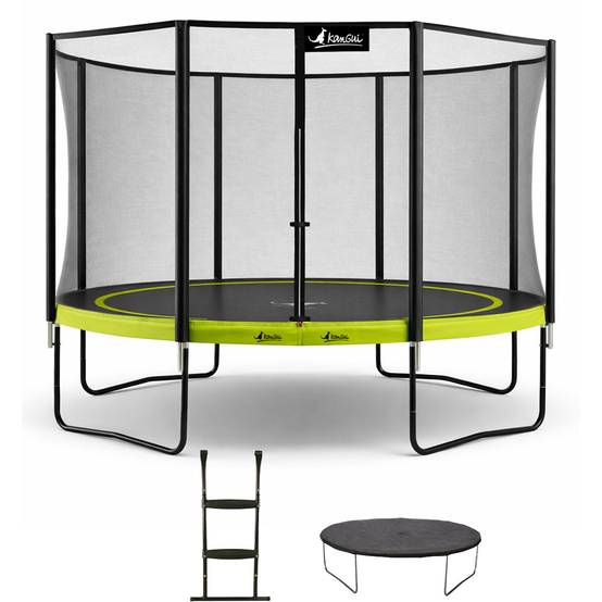Kangui - Trampoline Ø 360cm + filet de sécurité + échelle + bâche - PUNCHI 360 Vert Kangui - Image 1