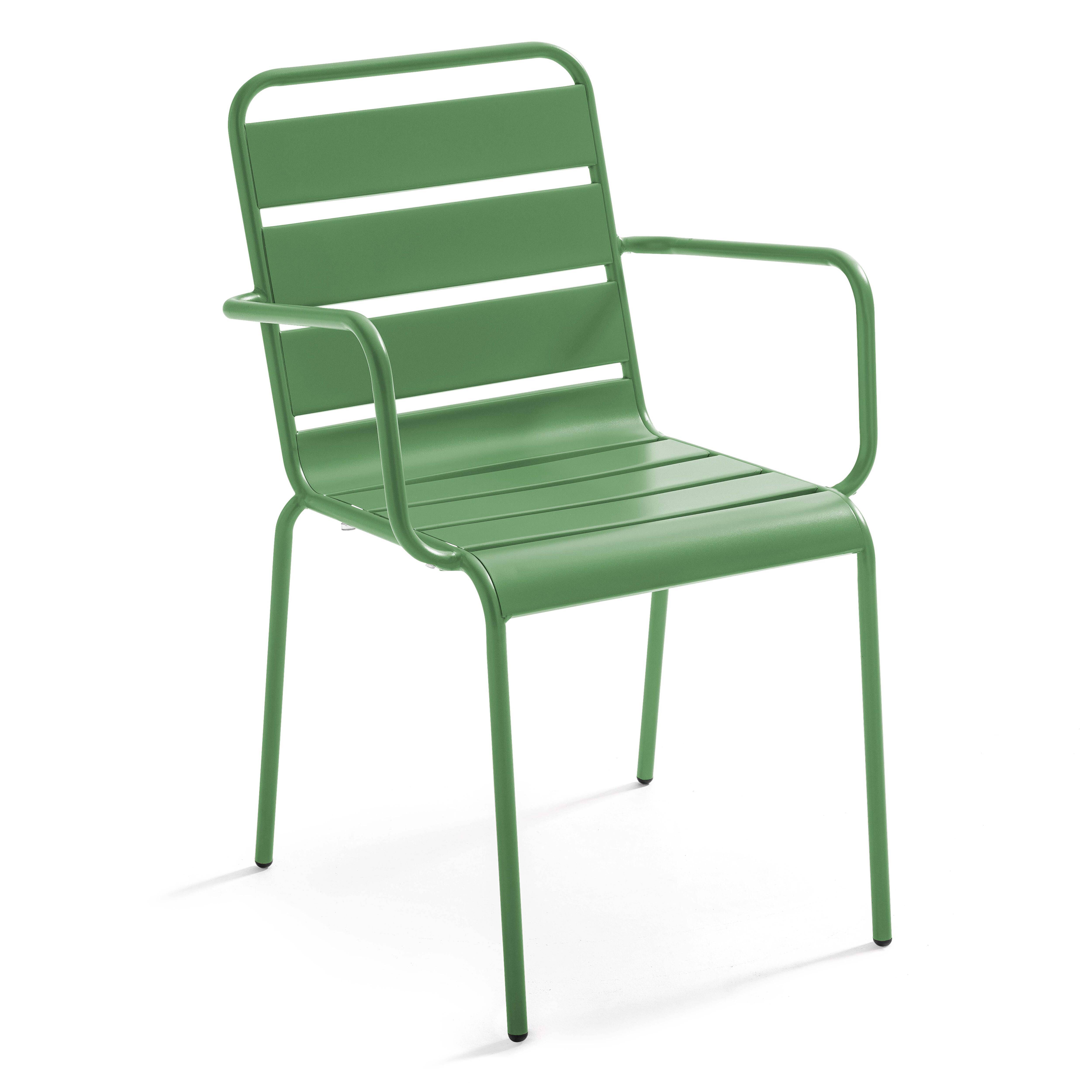 Oviala - Ensemble table de jardin et 8 fauteuils en métal vert cactus Palavas - Oviala - Imagen 6
