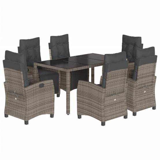 ComfortXL - Table et 6 Chaises Longues de Jardin Grises en Résine Tressée, Fauteuils Inclinables avec Repose-pieds – ComfortXL Outdoor Living - Image 2