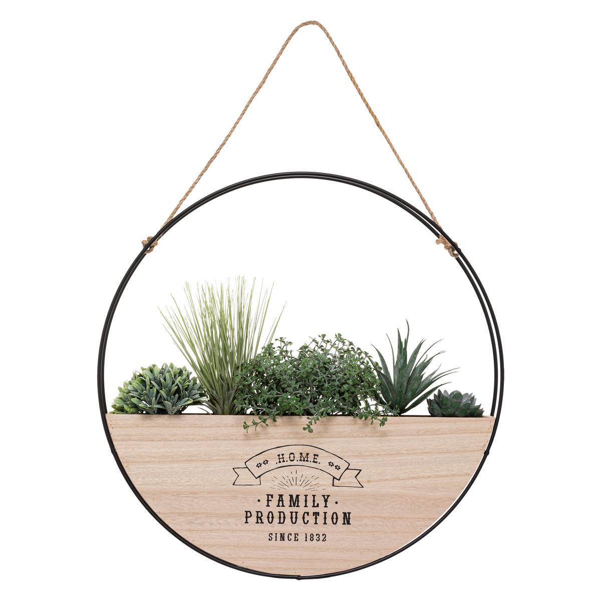 Atmosphera - Plante artificielle suspendue "Krista" en bois et métal D44cm - Atmosphera Créateur d'intérieur - Imagen 4