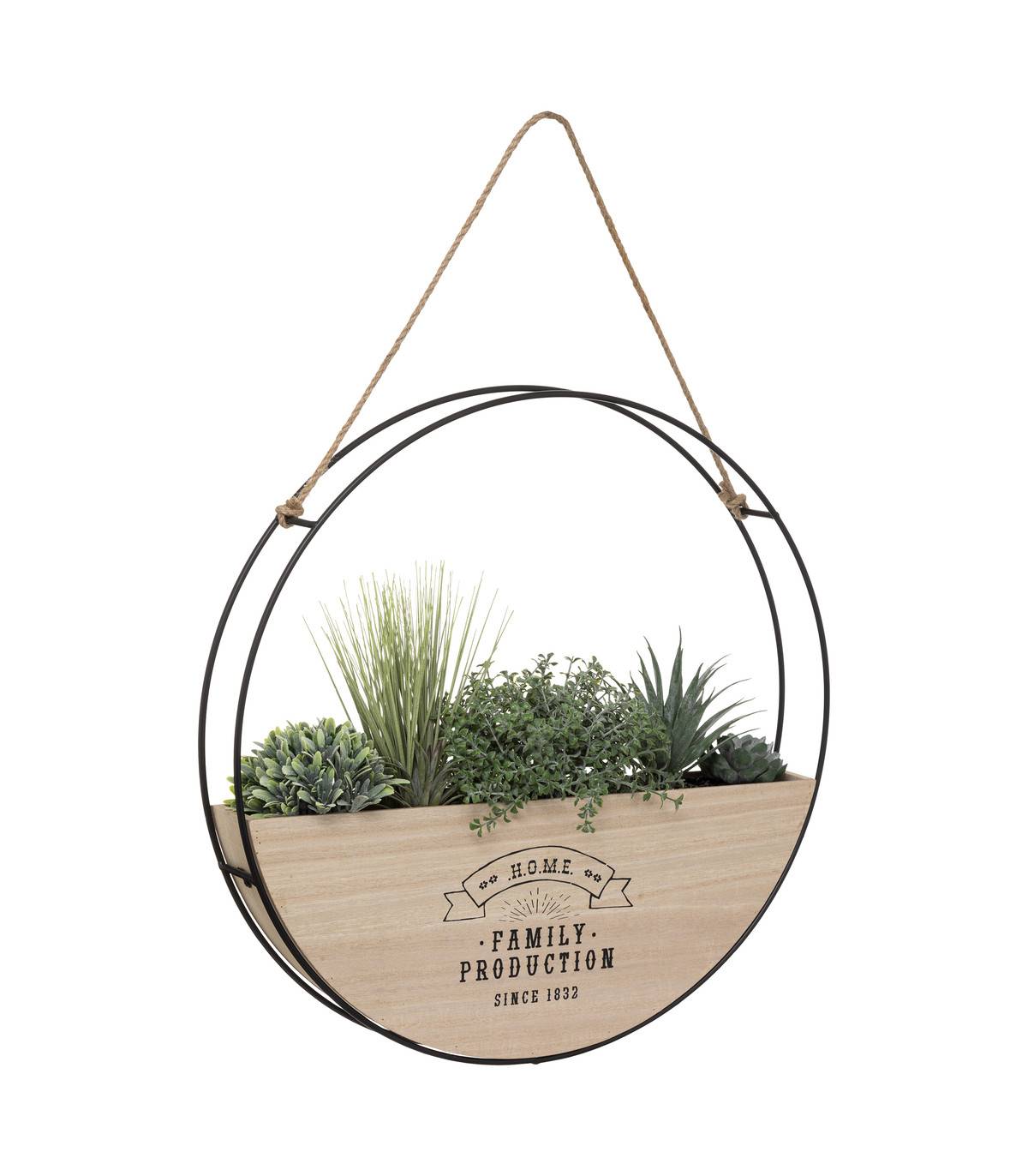 Plantes vertes artificielles dans Suspension en Bois et Métal - Image 1