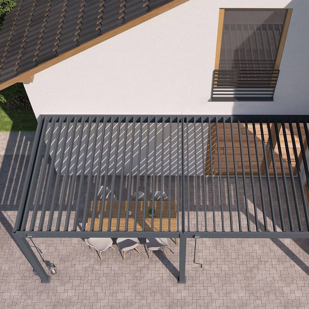 Chalet & Jardin - Pergola bioclimatique - Ombréa - adossée - 3x6M - Anthracite - Version 2 - 300x600x258 cm - Image 5