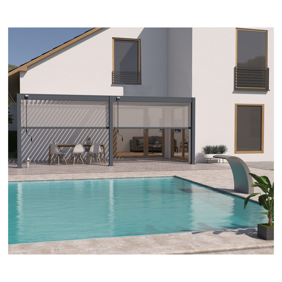 Chalet & Jardin - Pergola bioclimatique - Ombréa - adossée - 3x6M - Anthracite - Version 2 - 300x600x258 cm - Image 8