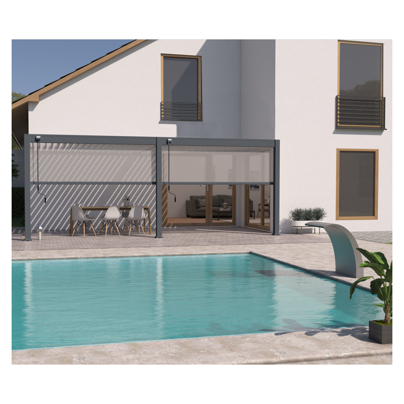 Chalet & Jardin - Pergola bioclimatique - Ombréa - adossée - 3x6M - Anthracite - Version 2 - 300x600x258 cm - Image 8