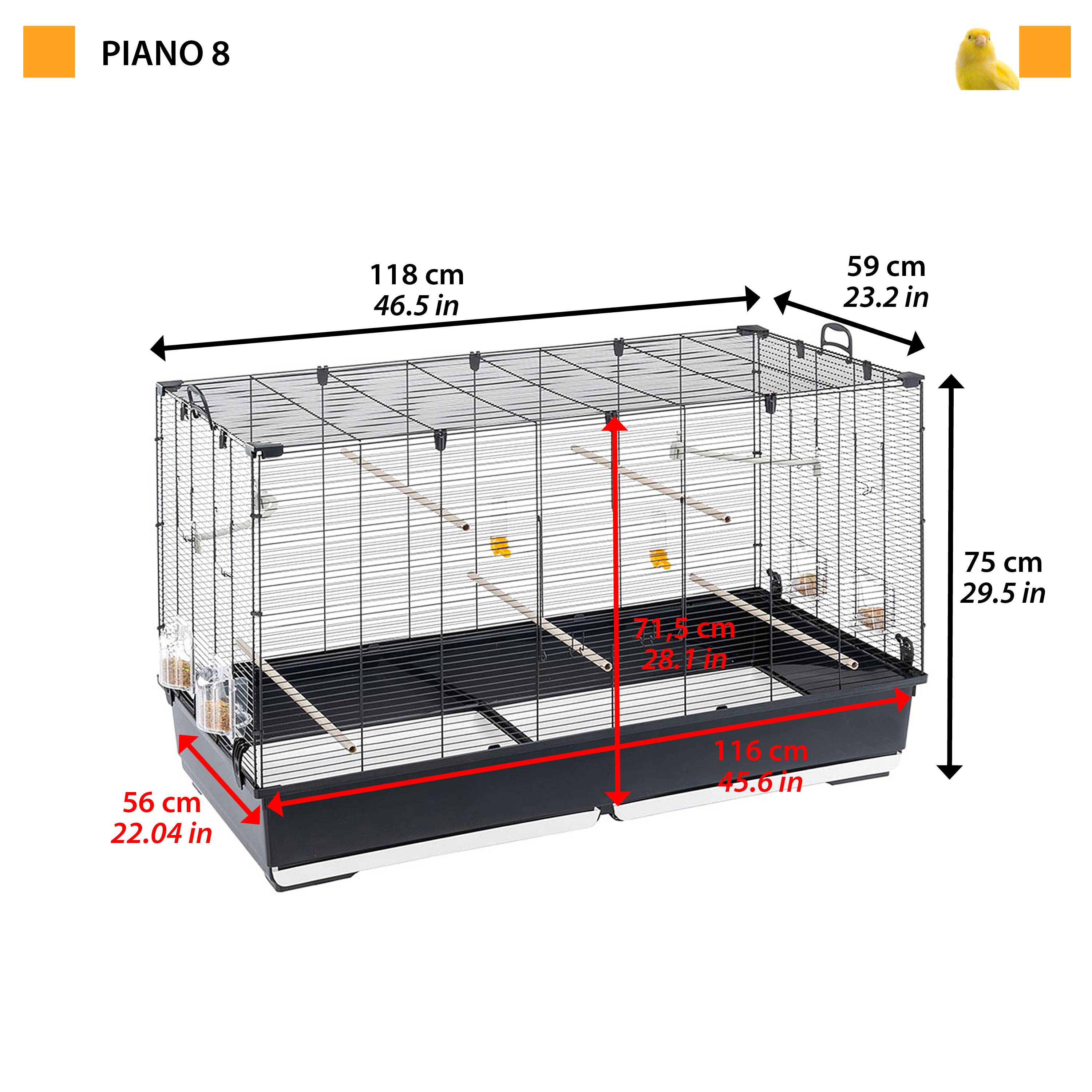 Ferplast - Ferplast Volière Cage à Oiseaux PIANO 8 Grande Cage pour Oiseaux, Canaris, Pinsons, Perruches Ondulées, Inséparables, en Métal, Accessoires inclus - Imagen 2