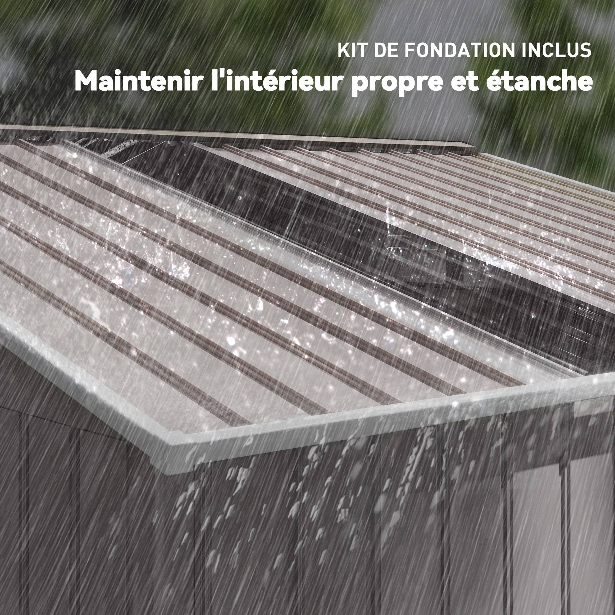 Abri de jardin 5,4 m² 2,77 x 1,95 x 1,92 m kit de fondation porte coulissante ventilations tôle acier, gris clair - Image 10