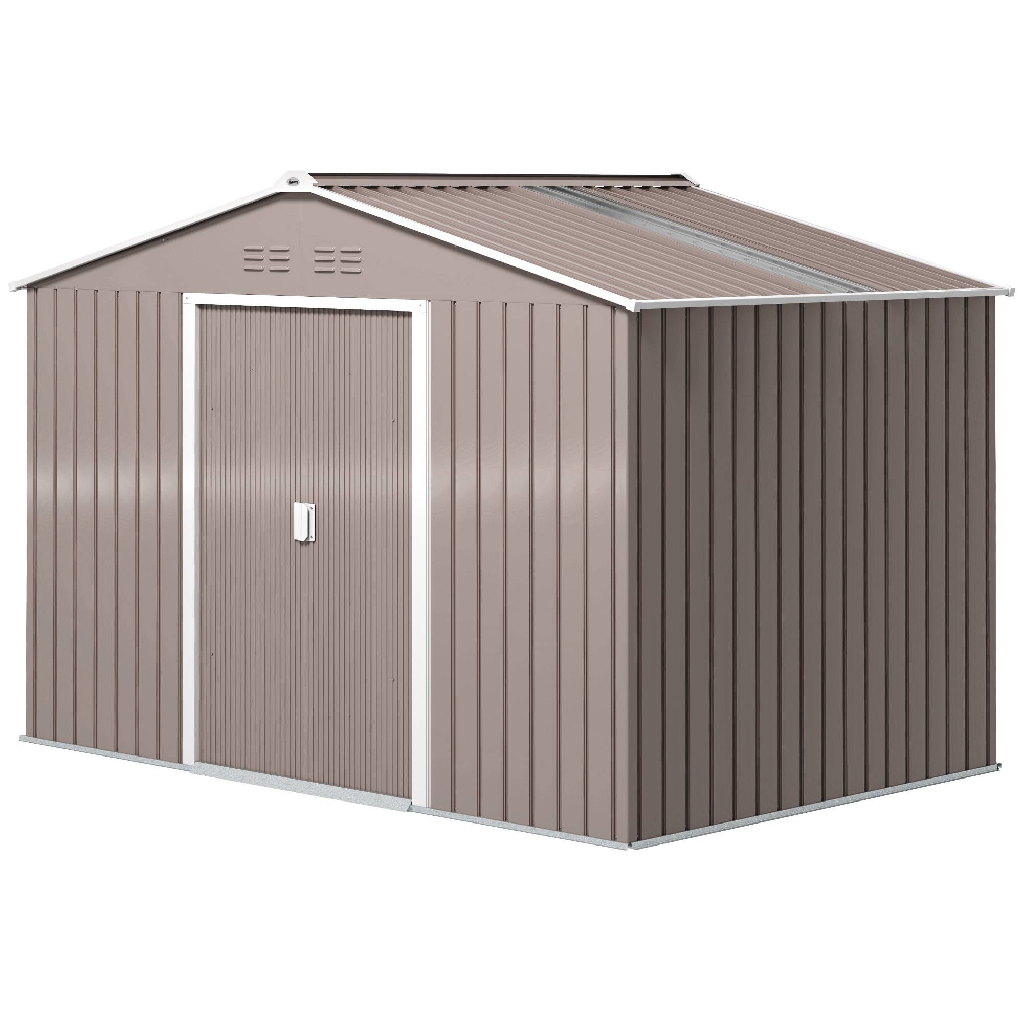 Abri de jardin 5,4 m² 2,77 x 1,95 x 1,92 m kit de fondation porte coulissante ventilations tôle acier, gris clair - Image 2