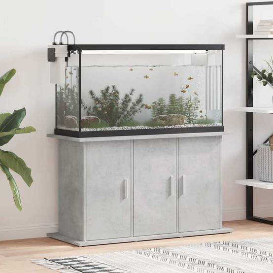 Meuble Aquarium Bois Ingénierie avec Rangement 6 Portes pour Salon Gris Béton - ComfortXL Outdoor Living - Image 1
